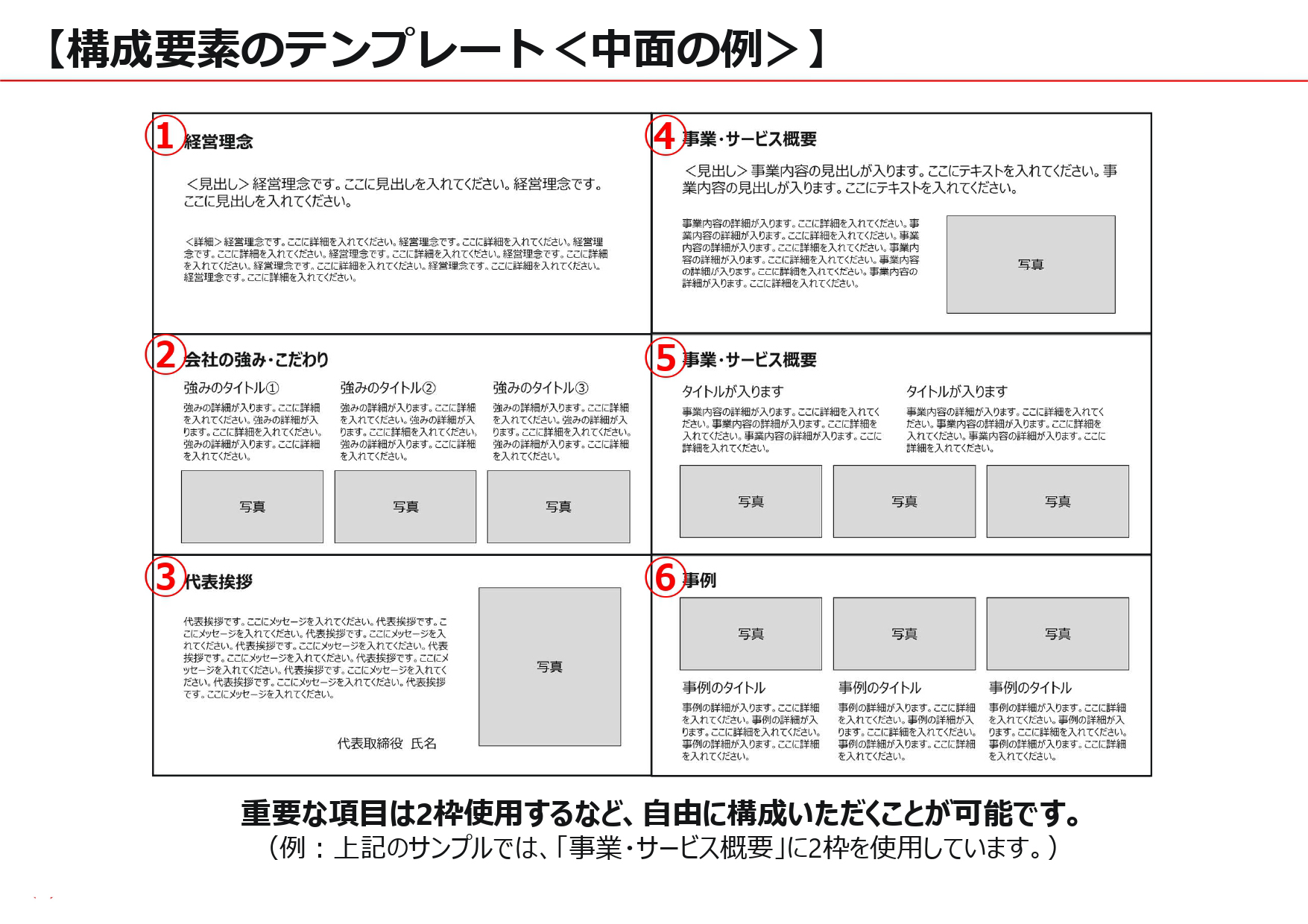 【構成要素のテンプレート<中面の例>】
